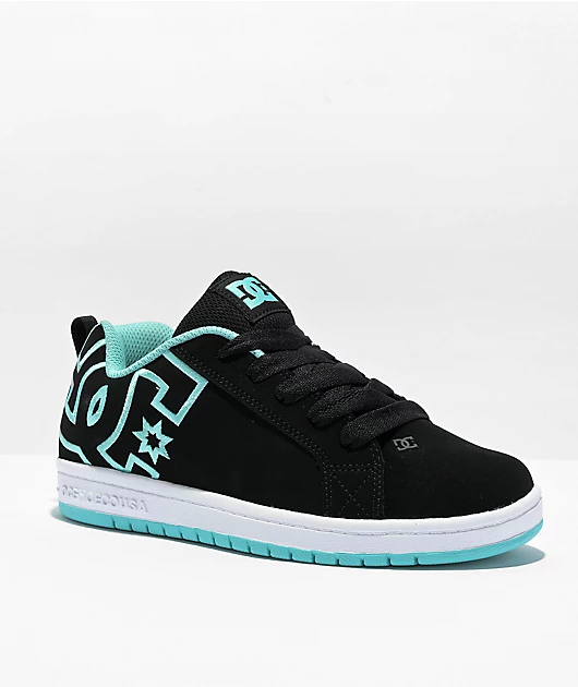 DC Kids Court Graffik Black & Blue Skate Shoes