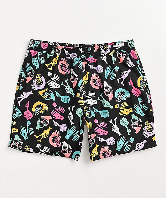 A-Lab Hands Print Black Board Shorts