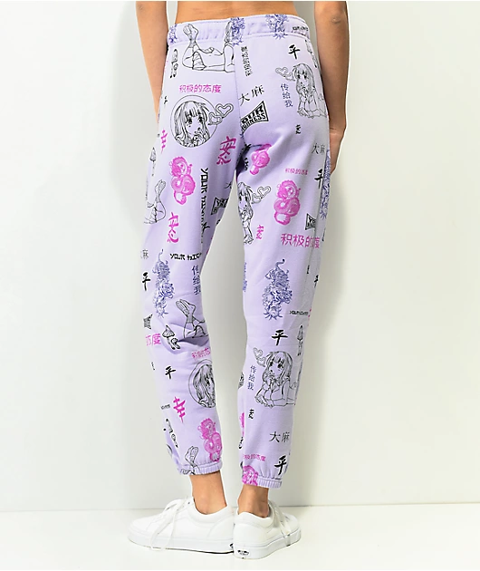 Your Highness Puff Puff AOP Purple Sweatpants