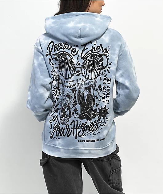 Your Highness Wake & Bake Blue Tie Dye Hoodie