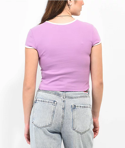 A.LAB Elish Butterfly Lavender Crop T-Shirt