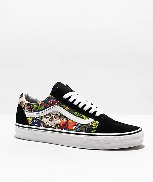 Vans Old Skool Fruit Skull Black & White Skate Shoes