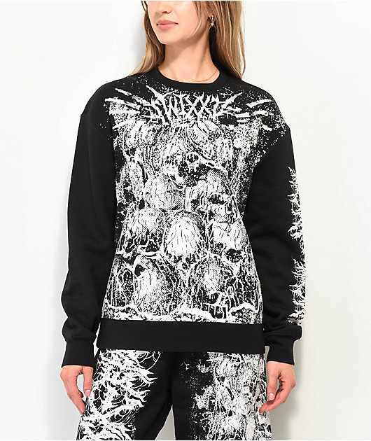 SWIXXZ Skull Pile Black Oversize Crewneck Sweatshirt