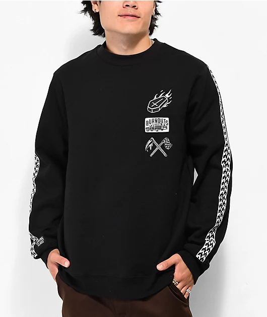 Lurking Class by Sketchy Tank Burnouts Black Crewneck Sweatshirt