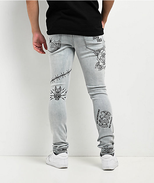 Ninth Hall Rogue Printed Light Aged Skinny Jeans