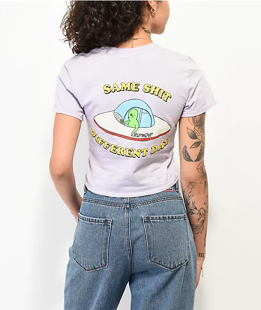 RIPNDIP Same Shit Different Day Lavender Baby T-Shirt
