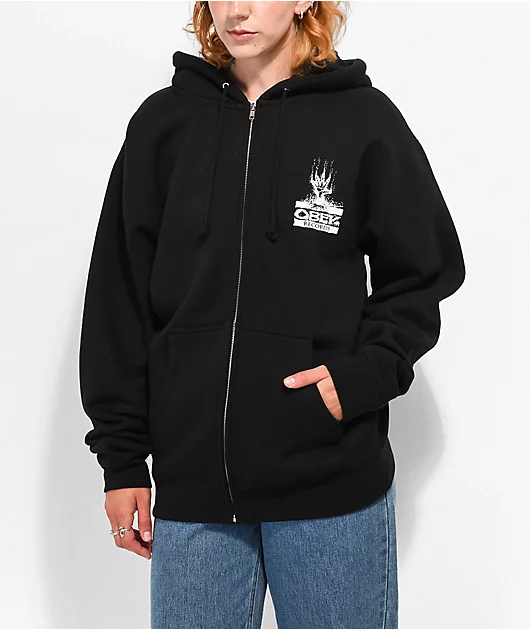 Obey Records Hand Black Zip Hoodie