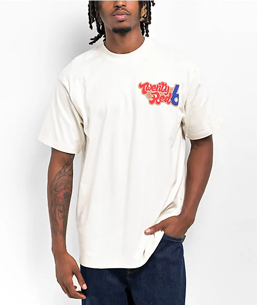 26 Red Big 6 Logo Cream T-Shirt