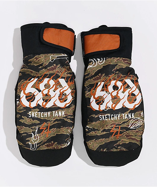 686 x Sketchy Tank Mountain Camo Snowboard Mittens