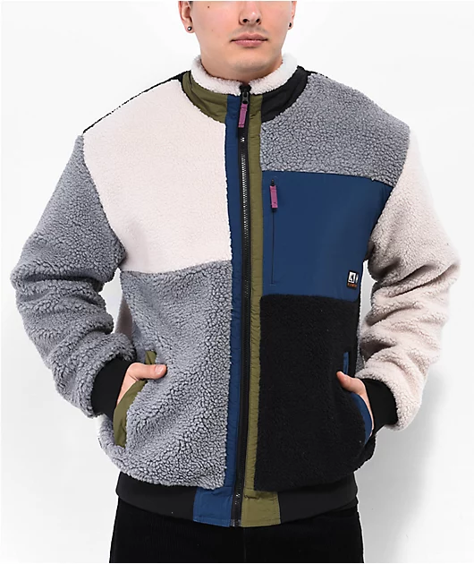 Element Oak 2.0 Black, Grey, & Cream Sherpa Fleece Jacket