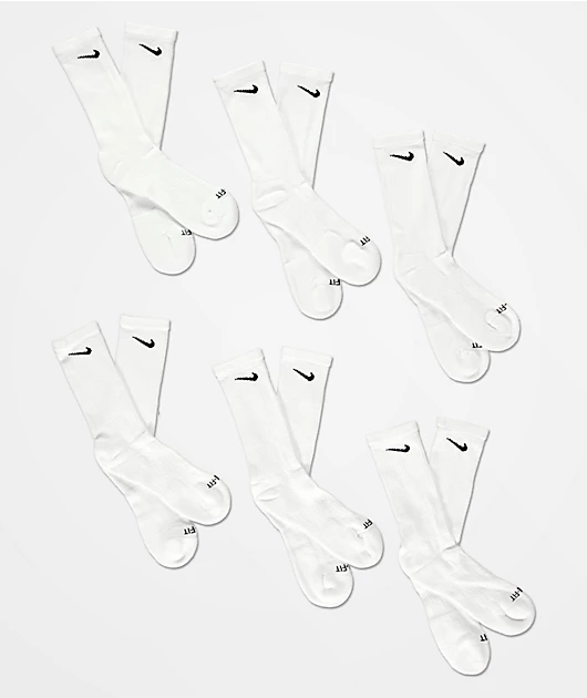 Nike SB Everyday Plus 6 Pack White Crew Socks