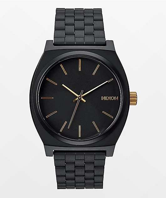 56109-nixon-time-teller-matte-black-gold-analog-watch-1.webp Nixon Time Teller Matte Black & Gold Analog Watch