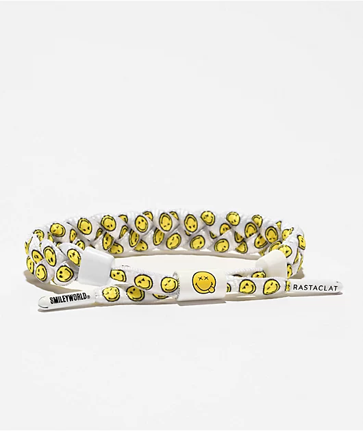 56215-rastaclat-x-smiley-world-white-braided-bracelet-1.webp Rastaclat x Smiley World White Braided Bracelet