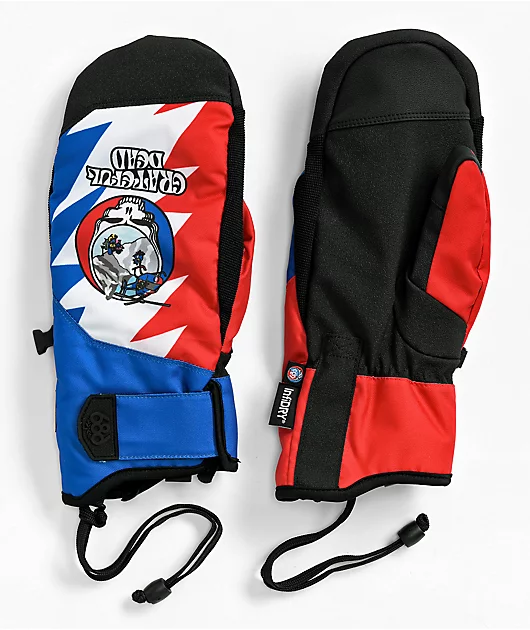 686 x Grateful Dead Primer Red & Blue 10K Snowboard Mittens