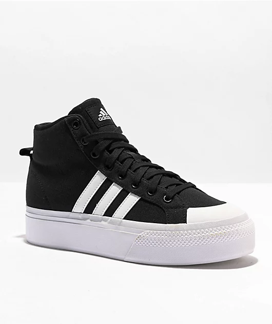 adidas Bravada 2.0 Mid Black & White Platform Shoes