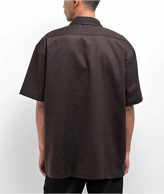 57341-dickies-dark-brown-short-sleeve-button-up-work-shirt-2.webp Dickies Dark Brown Short Sleeve Button Up Work Shirt