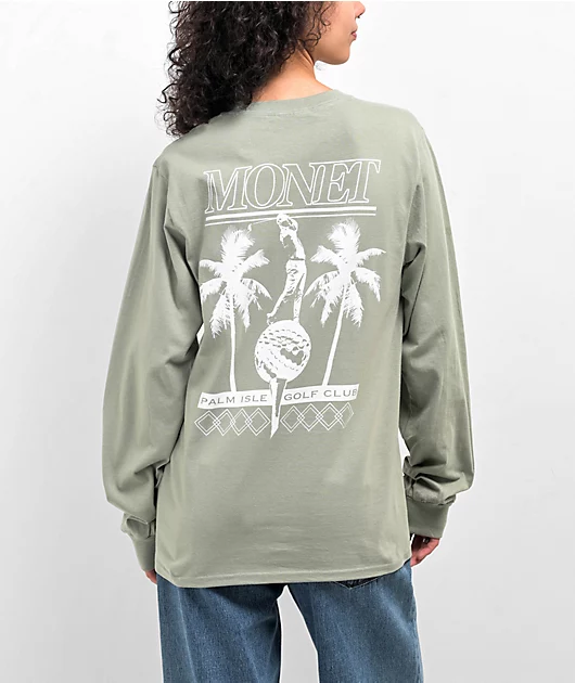 Monet Skateboards Palm Isle Green Long Sleeve T-Shirt