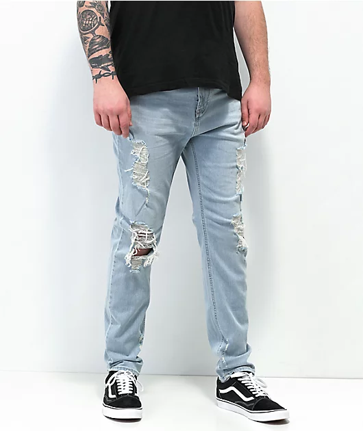588-empyre-verge-sprint-blue-distressed-tapered-skinny-jeans-4.webp Empyre Verge Sprint Blue Distressed Tapered Skinny Jeans