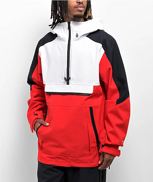 Volcom Brighton Red & White Anorak 15k Snowboard Jacket