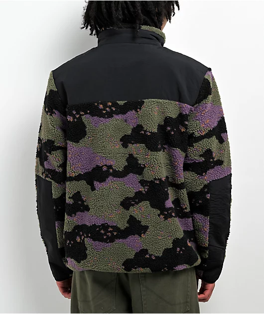 Welcome Cloak Dark Green Sherpa Zip Sweatshirt