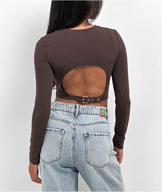 Zine Havanna Java Buckle Long Sleeve Crop T-Shirt