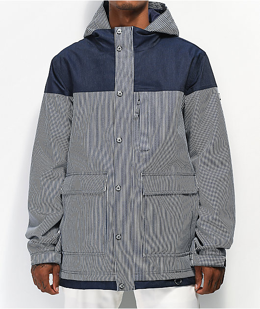 Aperture Double Diamond Rail Navy Stripe 10K Snowboard Jacket