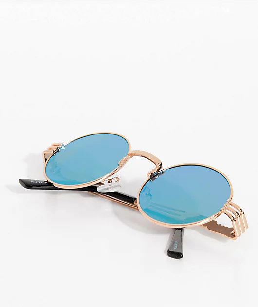 Wiz Round Gold, Green & Yellow Mirrored Sunglasses