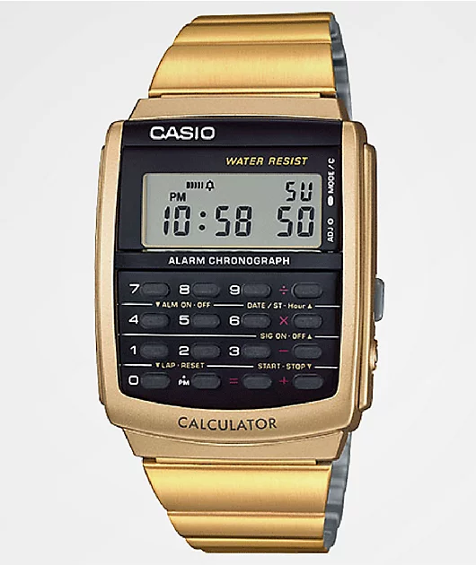 Casio Vintage Calculator Gold Watch