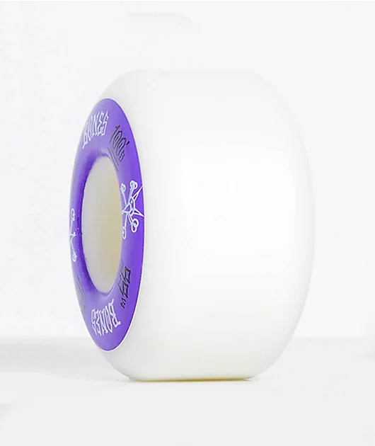 Bones 100 Ringers 55mm Pure White & Purple Skateboard Wheels