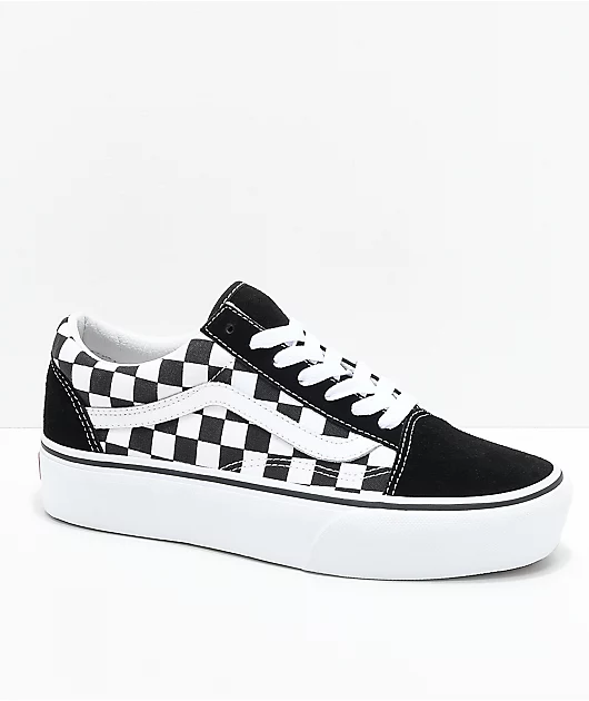 Vans Old Skool Black & White Checkered Platform Shoes