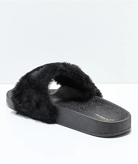 60238-trillium-black-fur-slide-sandals-2.webp Trillium Black Fur Slide Sandals