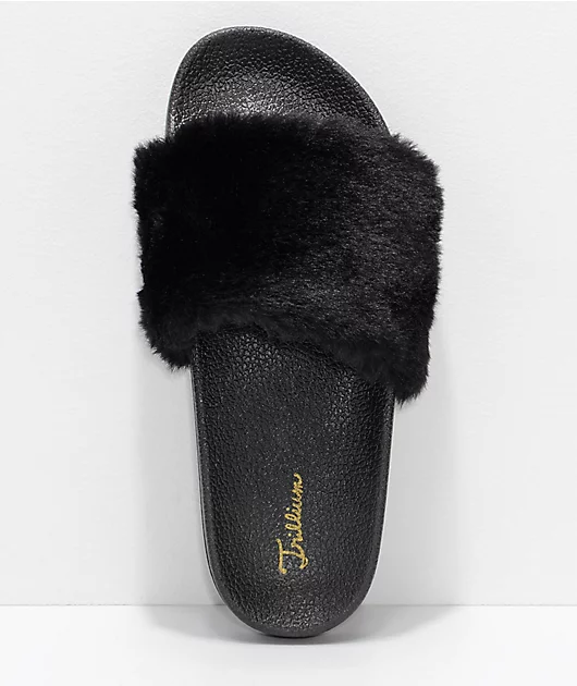 60238-trillium-black-fur-slide-sandals-3.webp Trillium Black Fur Slide Sandals