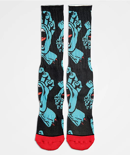 Santa Cruz Hands Allover Black Crew Socks