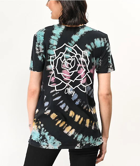 Obey Mira Rosa Black, Purple, Teal & Gold Tie Dye T-Shirt