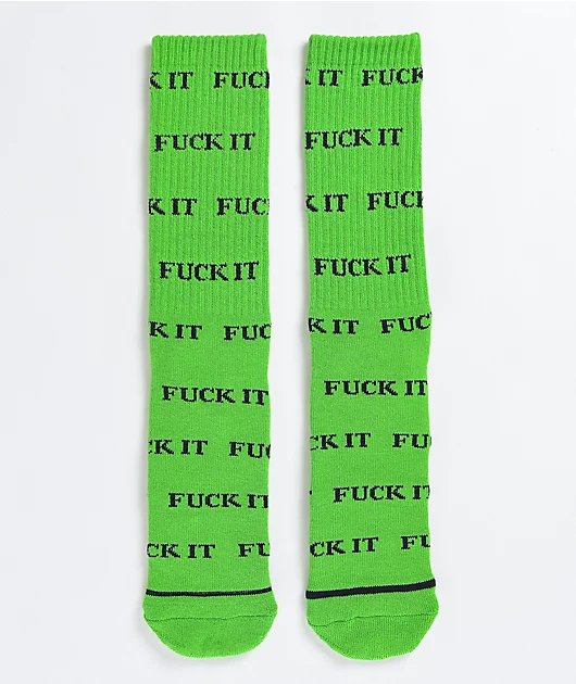 61078-huf-fuck-it-green-crew-socks-1.webp HUF Fuck It Green Crew Socks