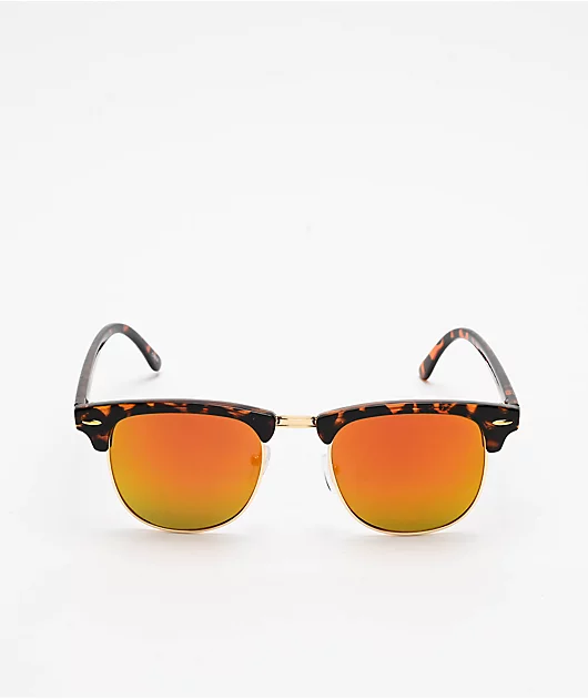 Tortoise, Gold & Red Browline Sunglasses