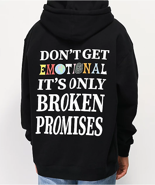 Broken Promises Emotional Black Hoodie