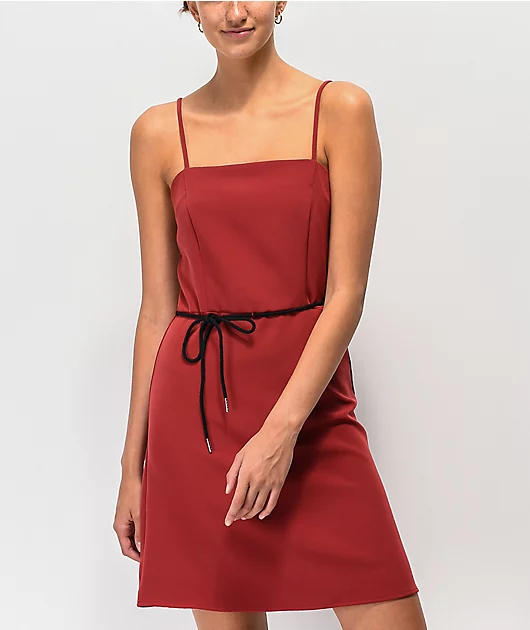 Lunachix Red Shoelace Belt Mini Dress