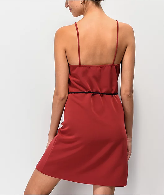 Lunachix Red Shoelace Belt Mini Dress