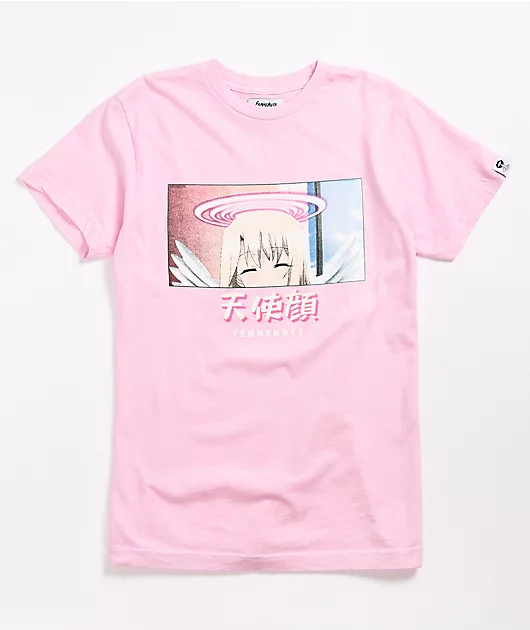 Femmemute Angel Face Anime Pink T-Shirt
