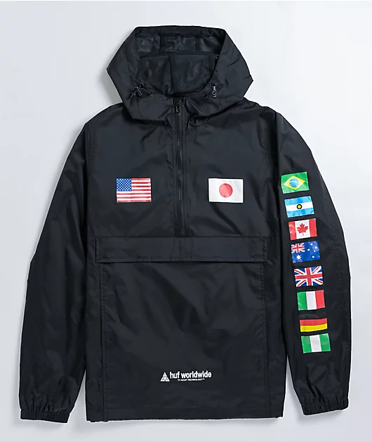 HUF Flags Black Anorak Jacket