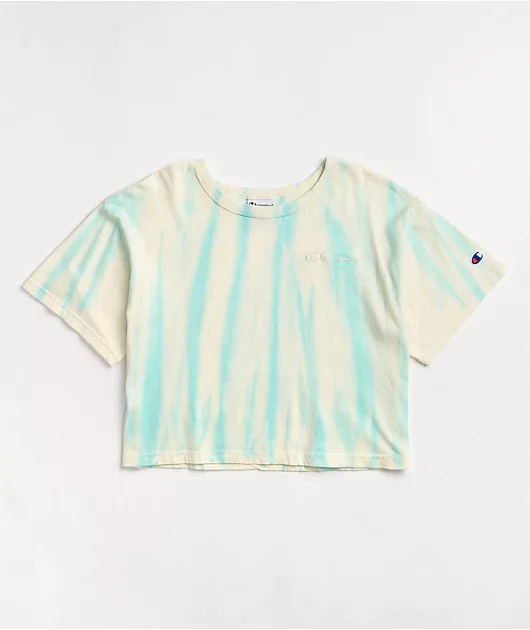 Champion Feather Dye Ice Fall & Cream Crop T-Shirt