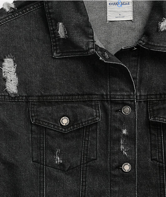Angel Kiss Distressed Black Denim Jacket