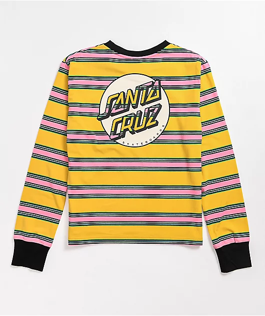 Santa Cruz Missing Dot Striped Yellow Long Sleeve T-Shirt