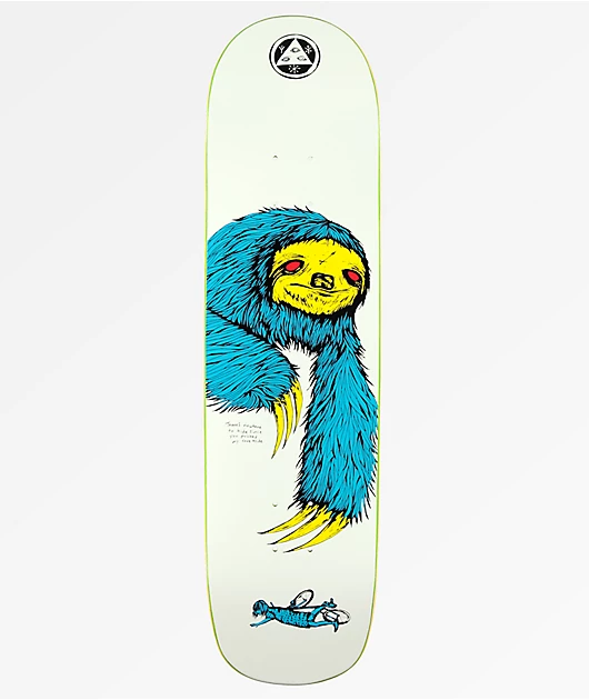 Welcome Sloth On Bunyip White, Blue & Yellow 8.0\" Skateboard Deck