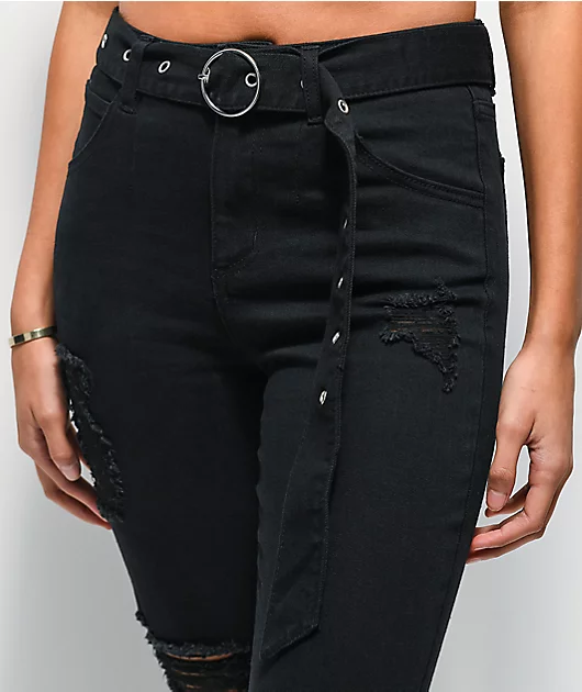 62285-almost-famous-belted-black-denim-jogger-pants-4.webp Almost Famous Belted Black Denim Jogger Pants