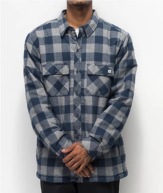 Dravus Blue & Grey Sherpa Flannel Shirt