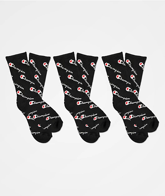 62377-champion-kids-allover-print-black-3-pack-crew-socks-1.webp Champion Kids Allover Print Black 3 Pack Crew Socks