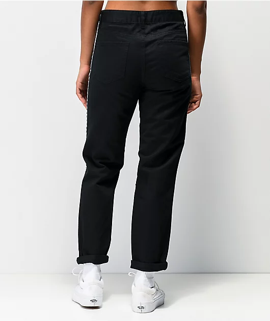 Empyre Eileen Checkerboard Stripe Black Mom Jeans