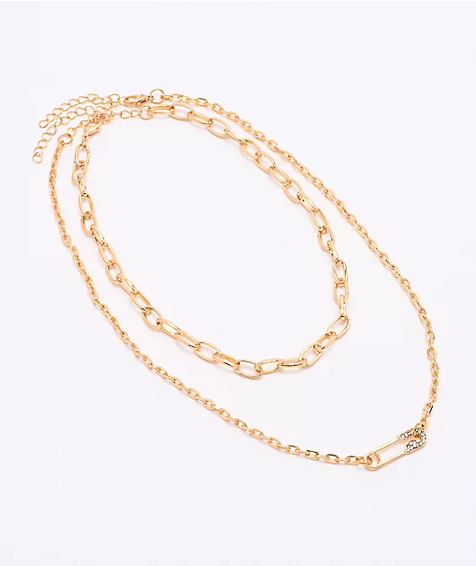 62521-stone-locket-safety-pin-16-gold-2-pack-necklaces-2.webp Stone + Locket Safety Pin 16\" Gold 2 Pack Necklaces